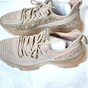 Steve‎ Madden SM NY90 Mens Beige Rhinestone Embellished Fashion Sneakers Size 10